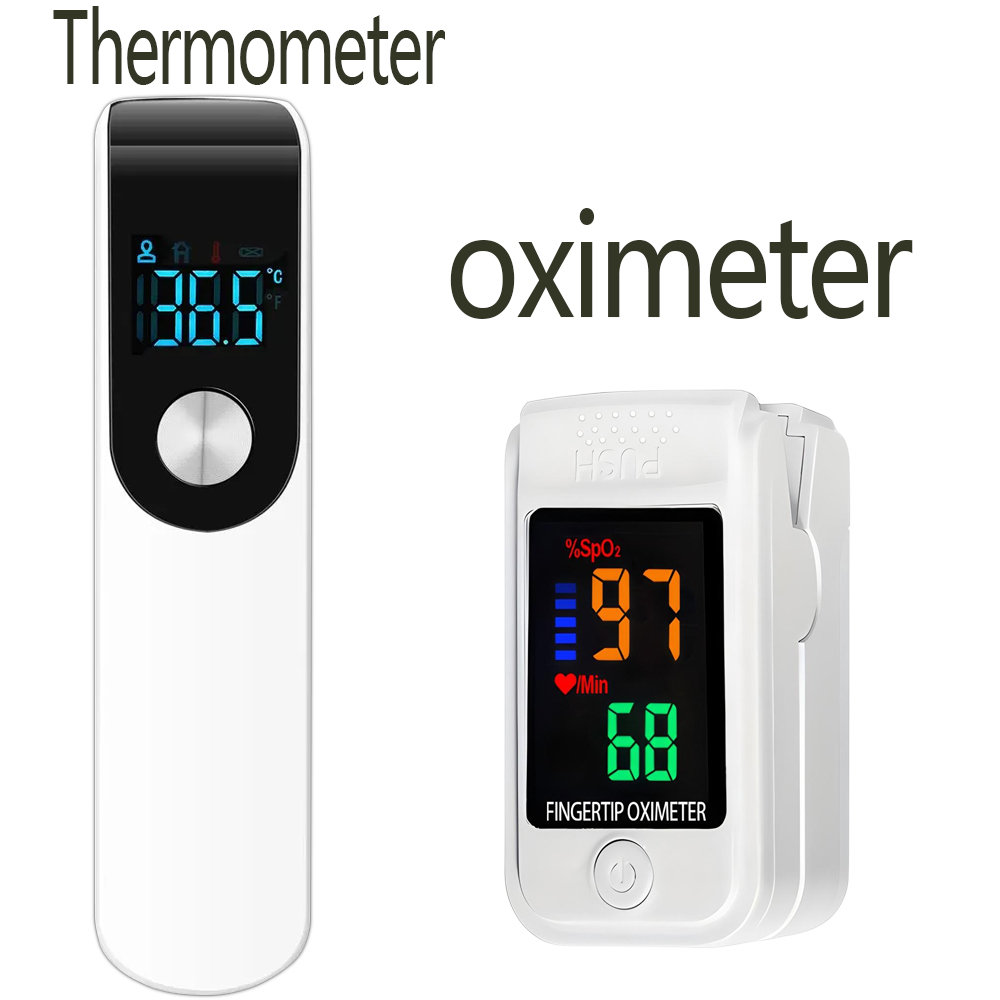 Pulse Oximeter - Termometer Elektronik Inframerah 2-in-1 untuk Penggunaan